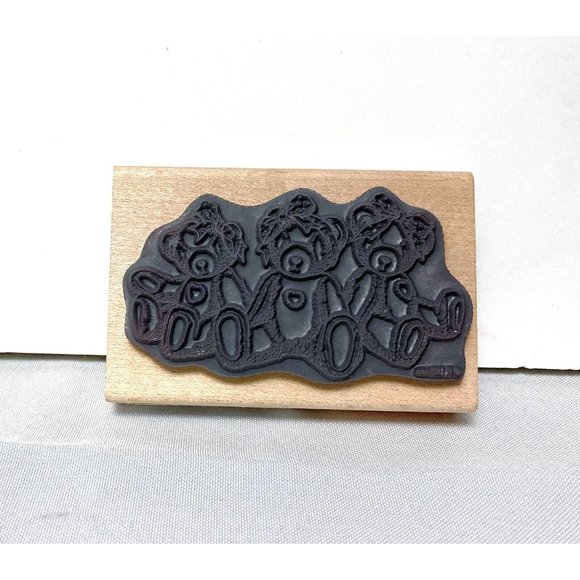 Stampendous Rubber Stamp TM005 Sarah Jackie Karen Teddy Bears Wood Mounted USA - Picture 6 of 6